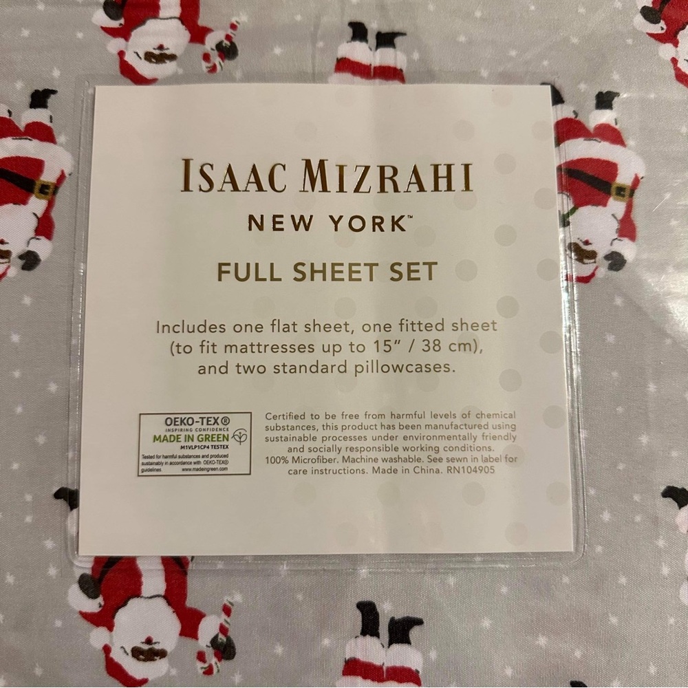 Isaac Mizrahi SANTA FULL SIZE CHRISTMAS SHEETS - Picture 2 of 5